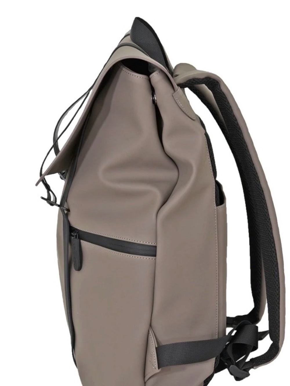 Duchamp Taupe Leather Backpack with Black Trim
